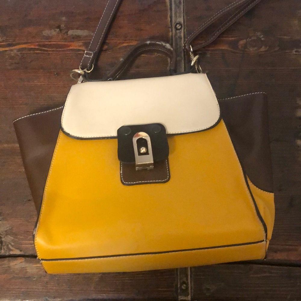 Yellow Brown Beige Black Satchel